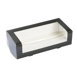 Taartdoos met venster 26x12x7cm Zwart