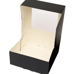 Taartdoos met venster 21x21x9cm. Zwart 50st