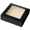 Taartdoos met venster 19x19x5cm. Zwart 3st