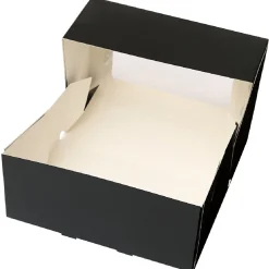 Taartdoos met venster 21x14x9cm. Zwart 3st