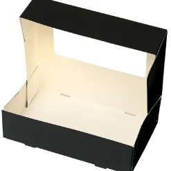 Taartdoos met venster 19x12,5x5cm. Zwart 50st