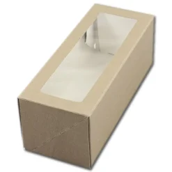 Taartdoos Slof met venster 25x10x9cm. Kraft 3st