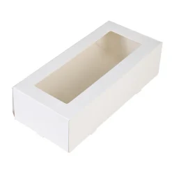 Taartdoos Slof met venster 25x10x9cm. Wit 3st