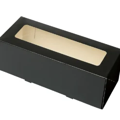 Taartdoos Slof met venster 25x10x9cm. Zwart 3st