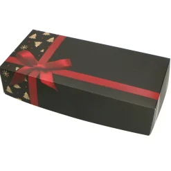 Taartdoos Stol Klein 24x16x8cm. Zwart met Strik (Kerst)**