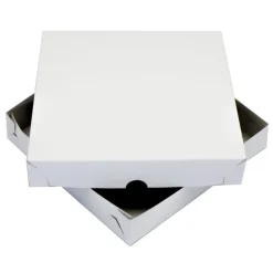 Taartdoos Zwanenhals Laag Model 25x25x4,5cm. Wit 100st