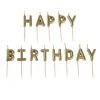 Taartkaarsjes Happy Birthday Goud