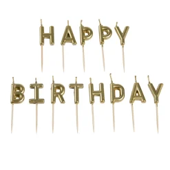 Taartkaarsjes Happy Birthday Goud