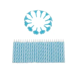 Taartkaarsjes met houders Blauw 24st**