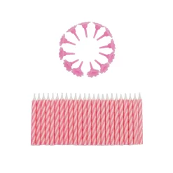 Taartkaarsjes met houders Roze 24st