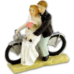 Taarttopper Bruidspaar op Motorfiets Polystone 11cm