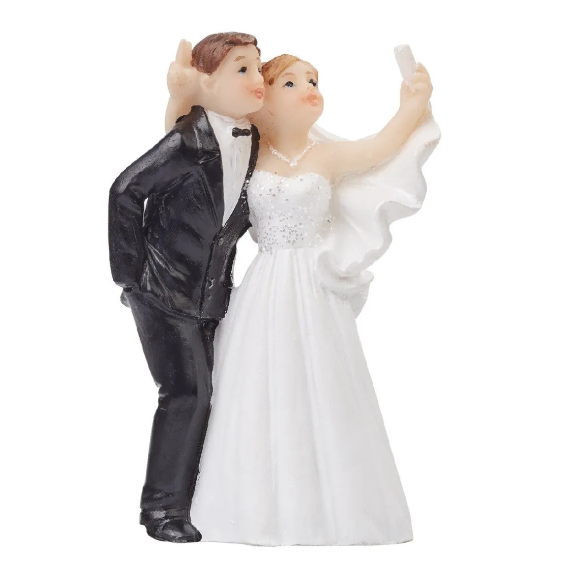 Taarttopper Bruidspaar Polystone Selfie 7cm