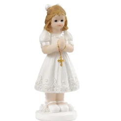 Taarttopper Communie Meisje met Kruis Polystone 8,5cm