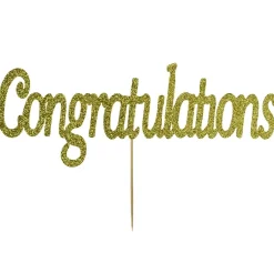 Taarttopper Congratulations Goud 16x5cm**