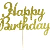 Taarttopper Happy Birthday Goud 15x8cm