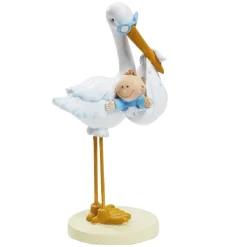 Taarttopper Ooievaar met Baby Blauw 11cm