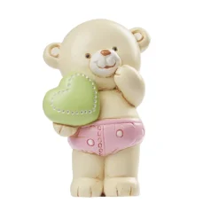 Taarttopper Teddybeer Roze Polystone 6cm**